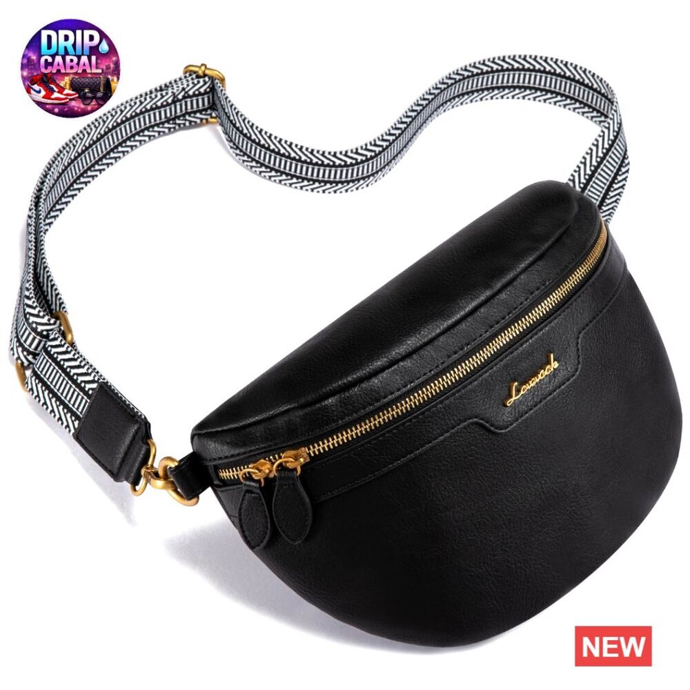 Waterproof Vegan Leather Fanny Pack Crossbody Bag with Adjustable Strap